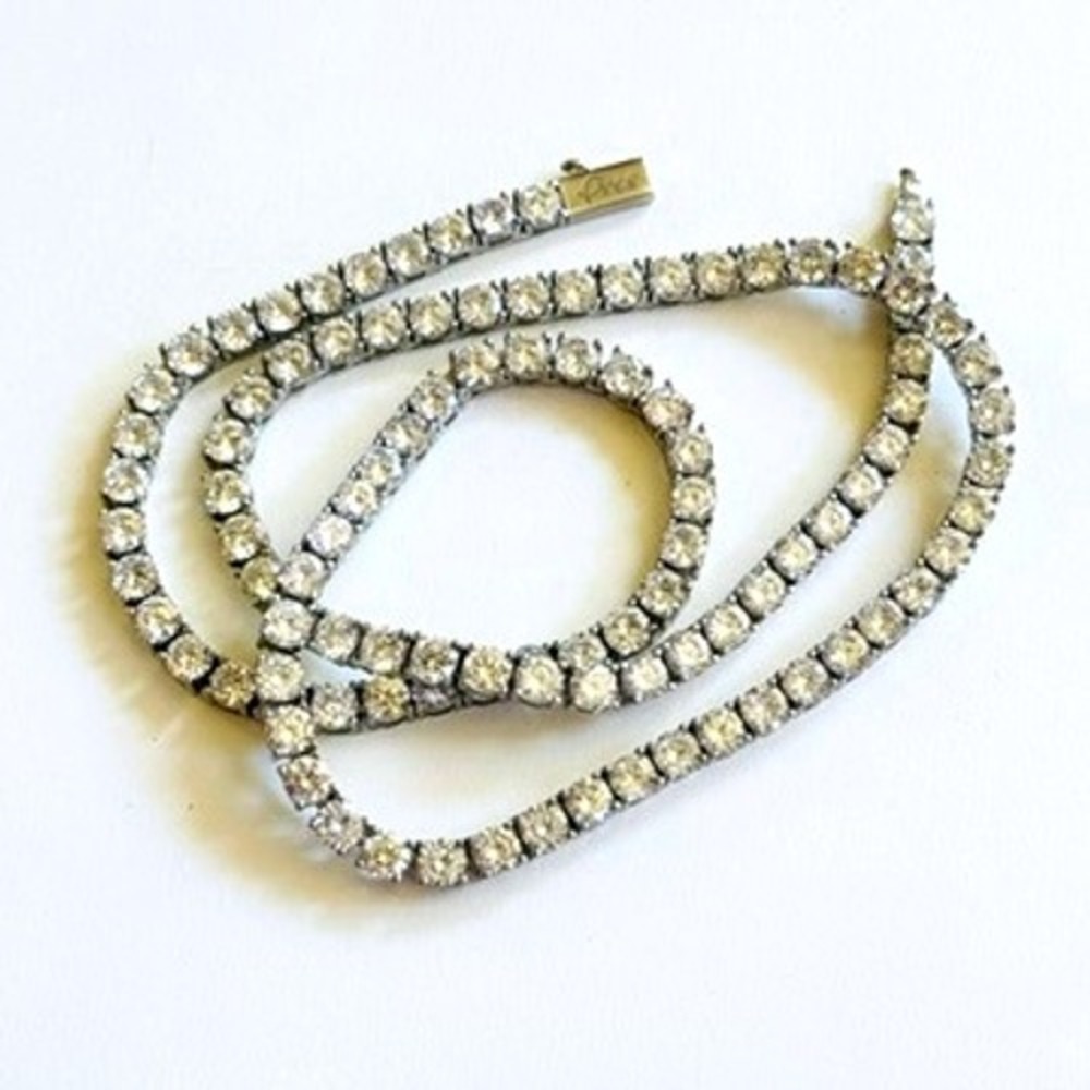Cuban Tennis CZ Zirconia Necklace iced out gold plated Riviera Couture 22"L 5mm